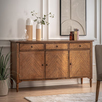 Gallery Interiors Highgate 3 Door 3 Drawer Sideboard in Natural Wood