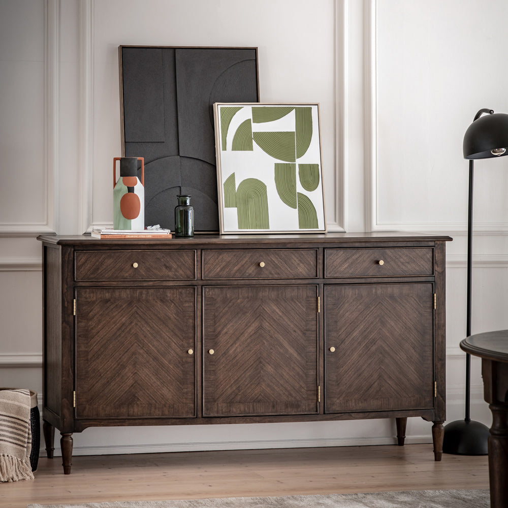 Gallery Interiors Melody 3 Door/3 Drawer Sideboard in Brown