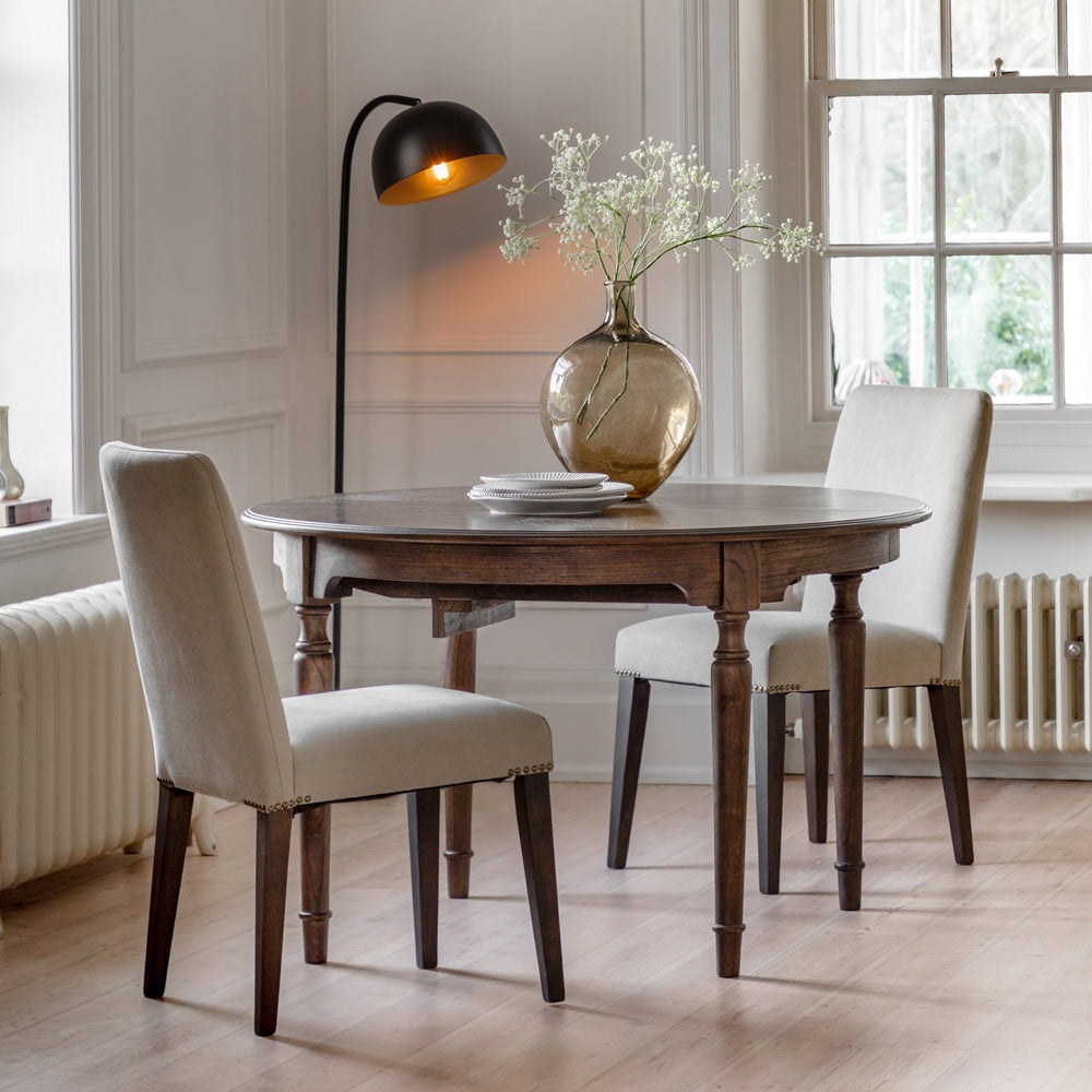 Gallery Interiors Melody Extending Round Dining Table in Brown