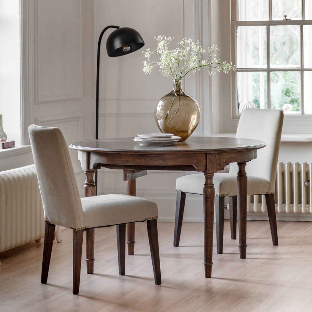 Gallery Interiors Melody Extending Round Dining Table in Brown