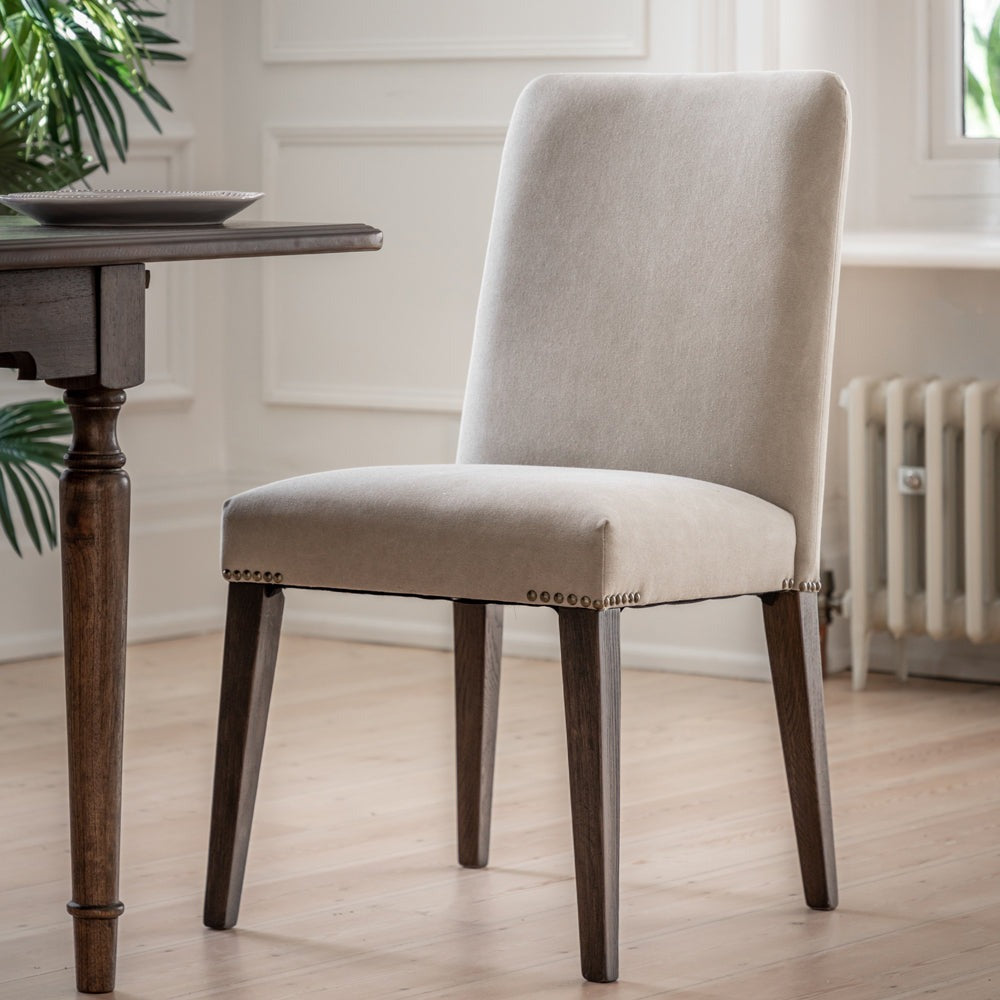 Gallery Interiors Mayfair Dining Chair in Cement Linen