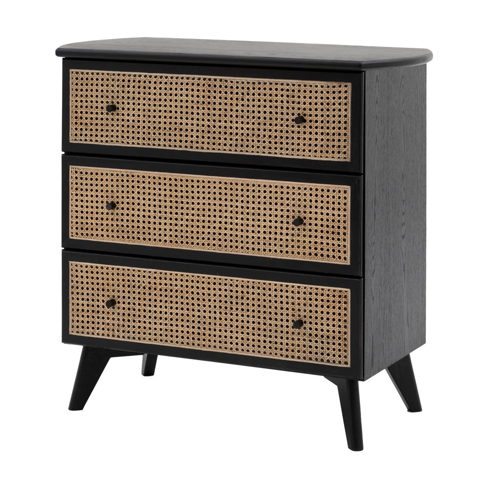 Gallery Interiors Sawyer 3 Drawer Chest in Black & Natural