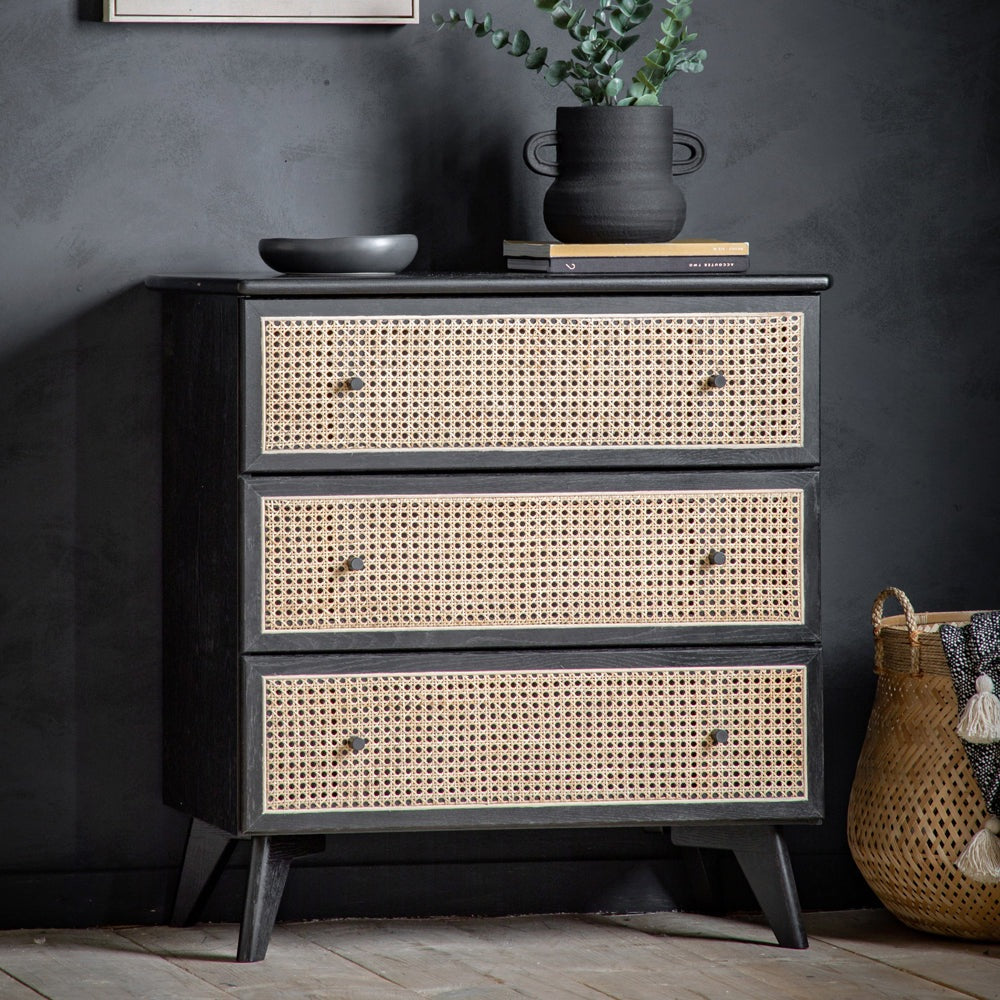 Gallery Interiors Sawyer 3 Drawer Chest in Black & Natural