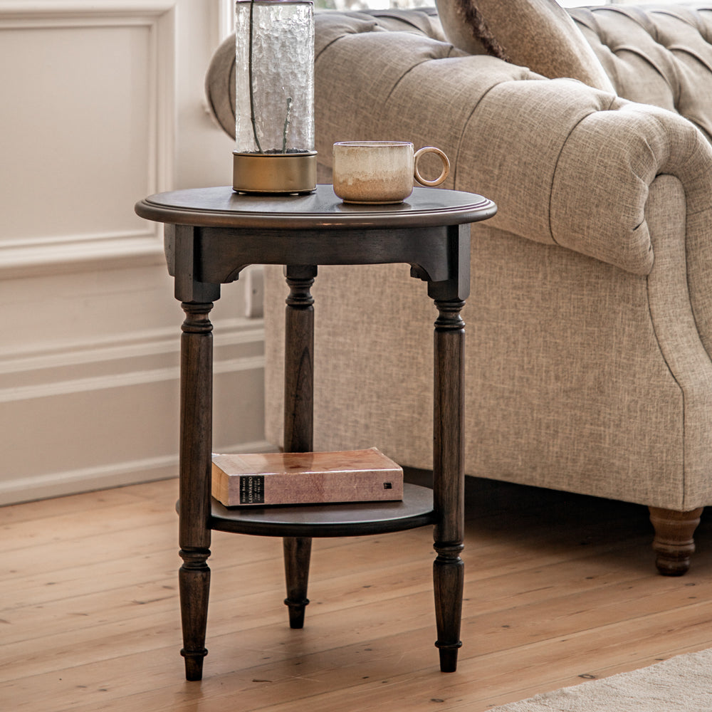 Gallery Interiors Melody Side Table in Dark Wood