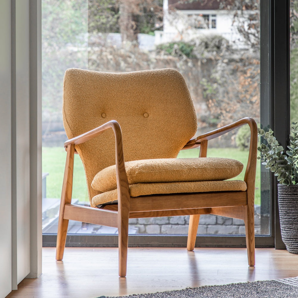 Gallery Interiors Kensal Armchair in Ochre