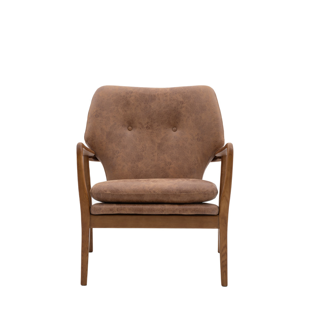 Gallery Interiors Kensal Armchair in Brown Leather