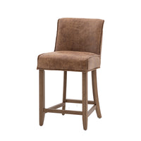 Gallery Interiors Set of 2 Barnaby Bar Stool in Brown Leather