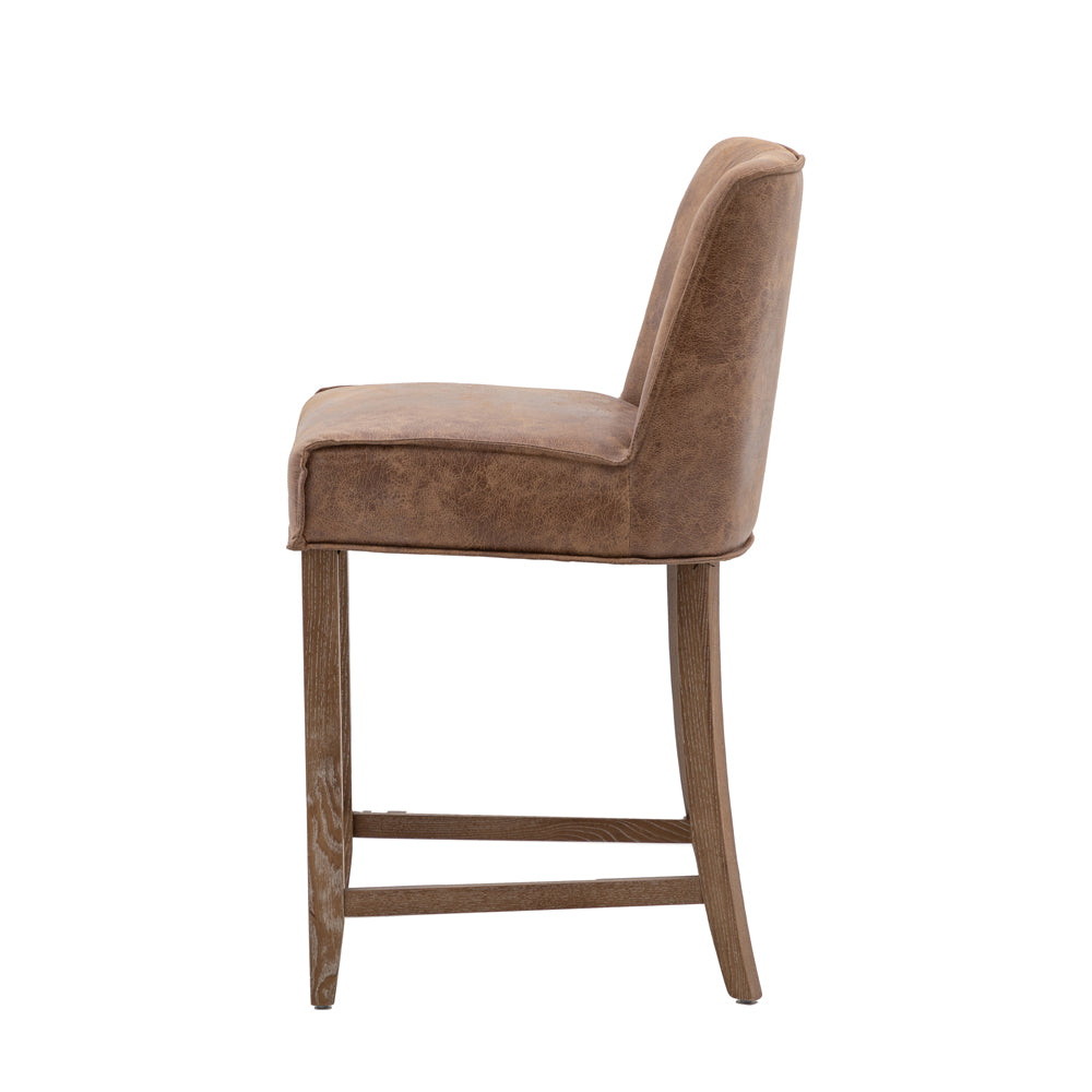 Gallery Interiors Set of 2 Barnaby Bar Stool in Brown Leather