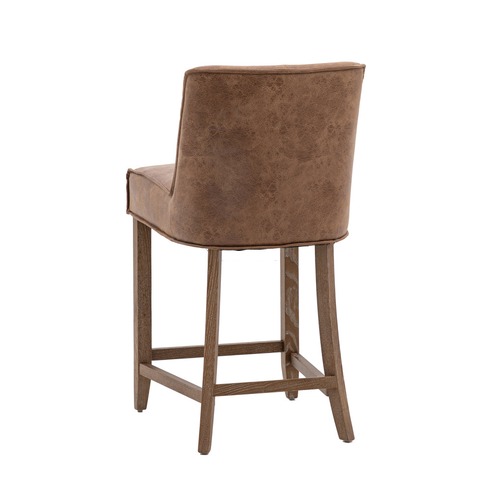 Gallery Interiors Set of 2 Barnaby Bar Stool in Brown Leather