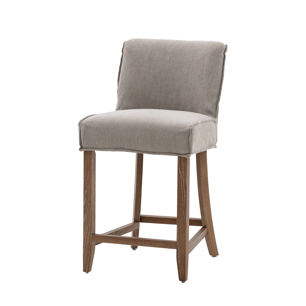 Gallery Interiors Set of 2 Barnaby Bar Stool in Grey Linen