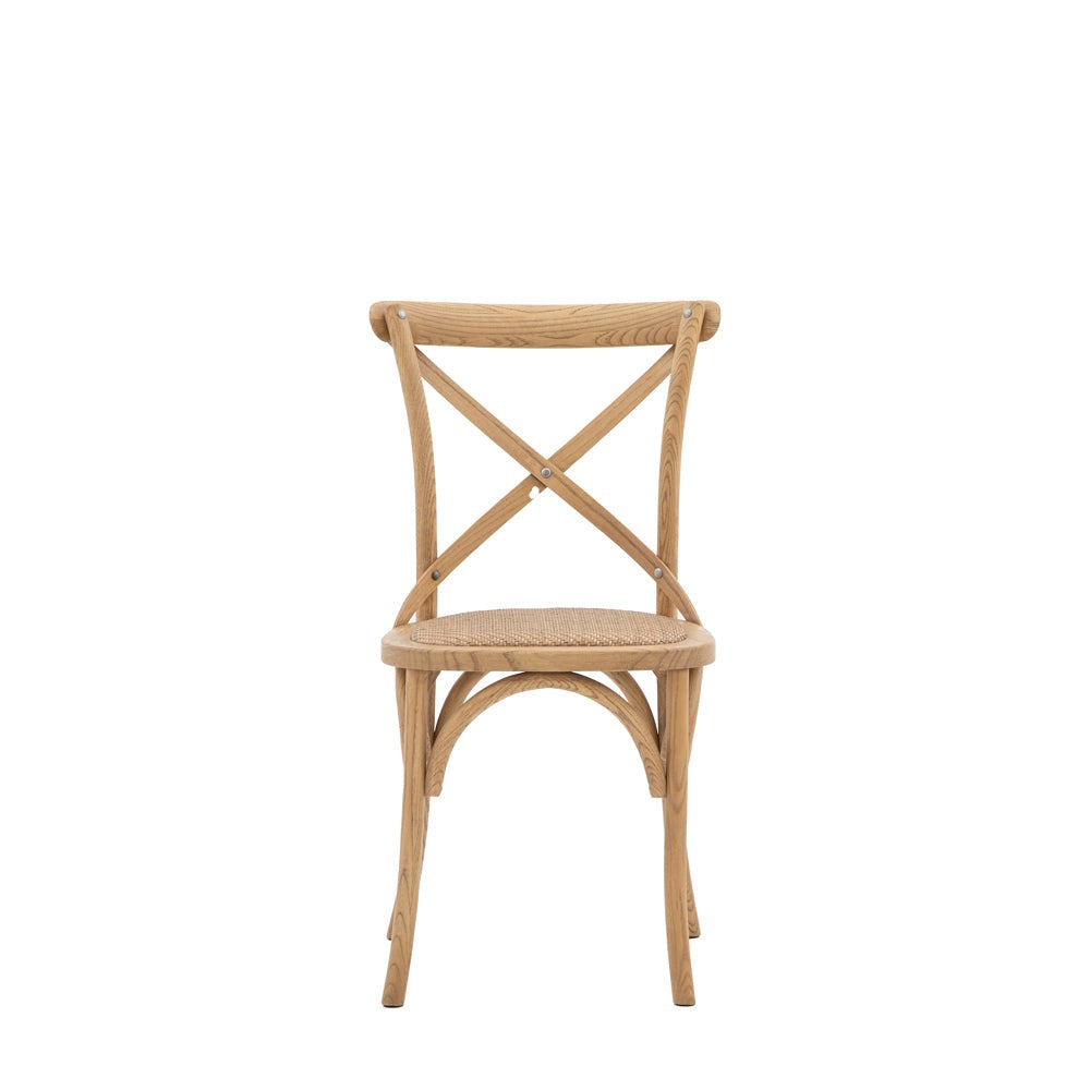 Gallery Interiors Set of 2 Café Dining Chairs - Rattan & Natural Oak