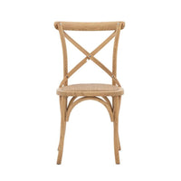 Gallery Interiors Set of 2 Café Dining Chairs - Rattan & Natural Oak