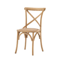 Gallery Interiors Set of 2 Café Dining Chairs - Rattan & Natural Oak