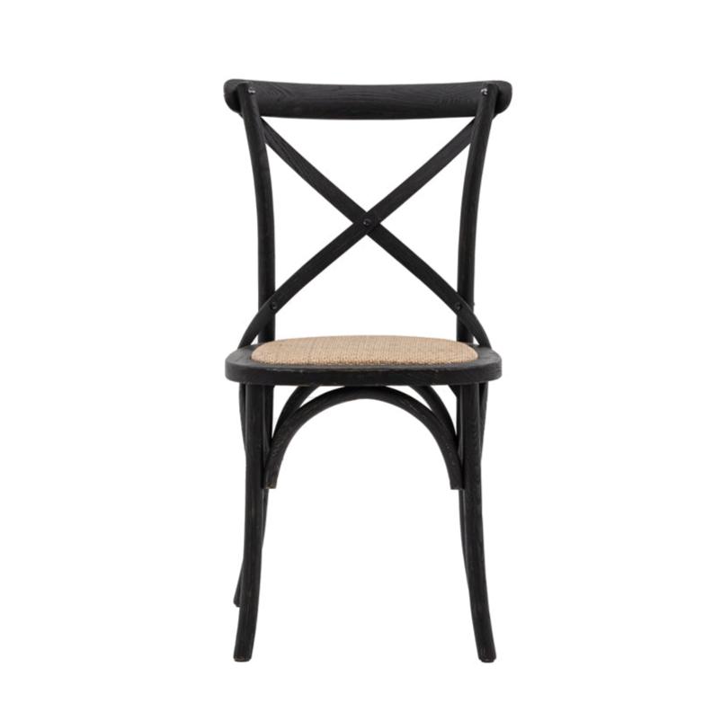 Gallery Interiors Set of 2 Café Dining Chairs - Rattan & Black Oak