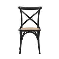 Gallery Interiors Set of 2 Café Dining Chairs - Rattan & Black Oak