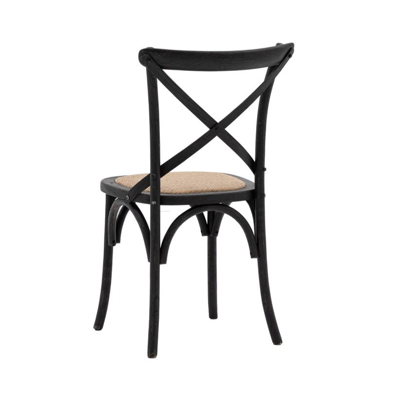 Gallery Interiors Set of 2 Café Dining Chairs - Rattan & Black Oak