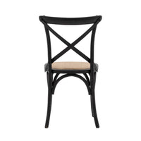 Gallery Interiors Set of 2 Café Dining Chairs - Rattan & Black Oak