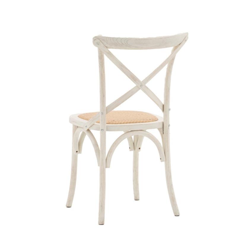 Gallery Interiors Set of 2 Café Dining Chairs - Rattan & White Oak