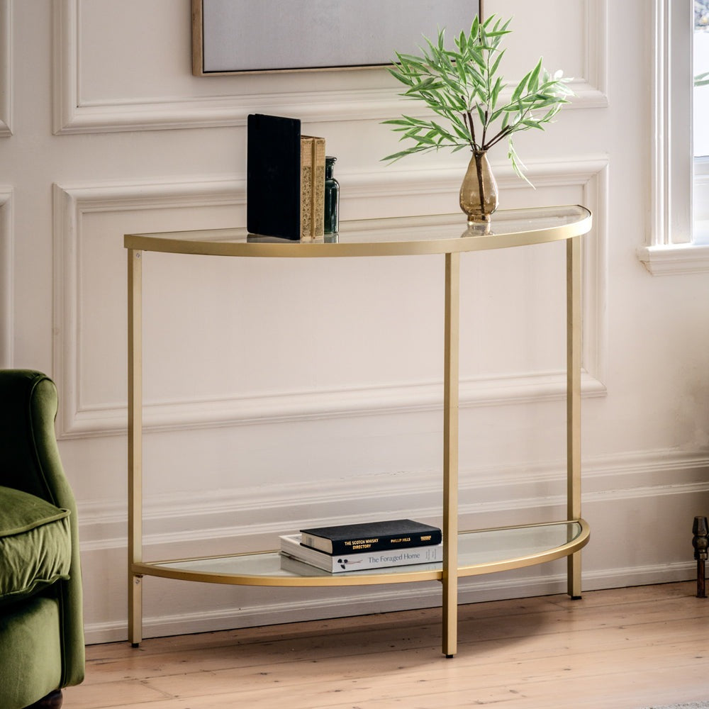 Gallery Interiors Hodson Console Table in Champagne