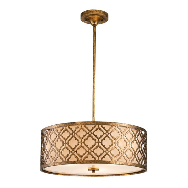 Arabella 3 Light Pendant Light - Distressed Gold Elstead 1