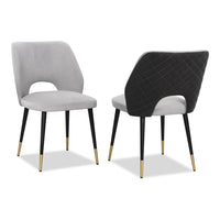 Liang & Eimil Set Of 2 Jagger Dining Chairs Kaster Light Grey And Slate Velvet