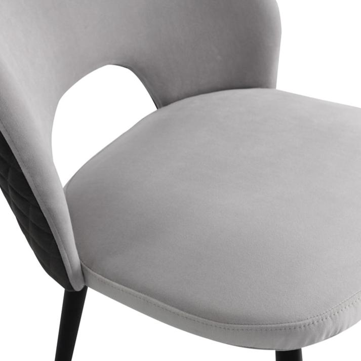 Liang & Eimil Set Of 2 Jagger Dining Chairs Kaster Light Grey And Slate Velvet