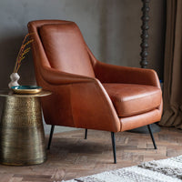 Gallery Interiors Cameron Leather Armchair in Brown