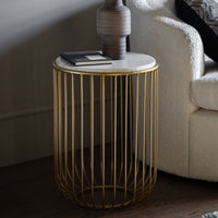 Gallery Interiors Deonte Side Table in Gold