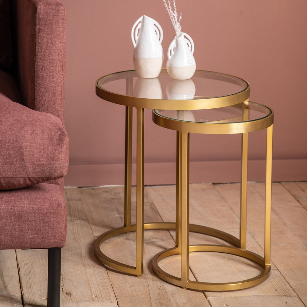 Gallery Interiors Egemen Nest of Two Tables in Gold