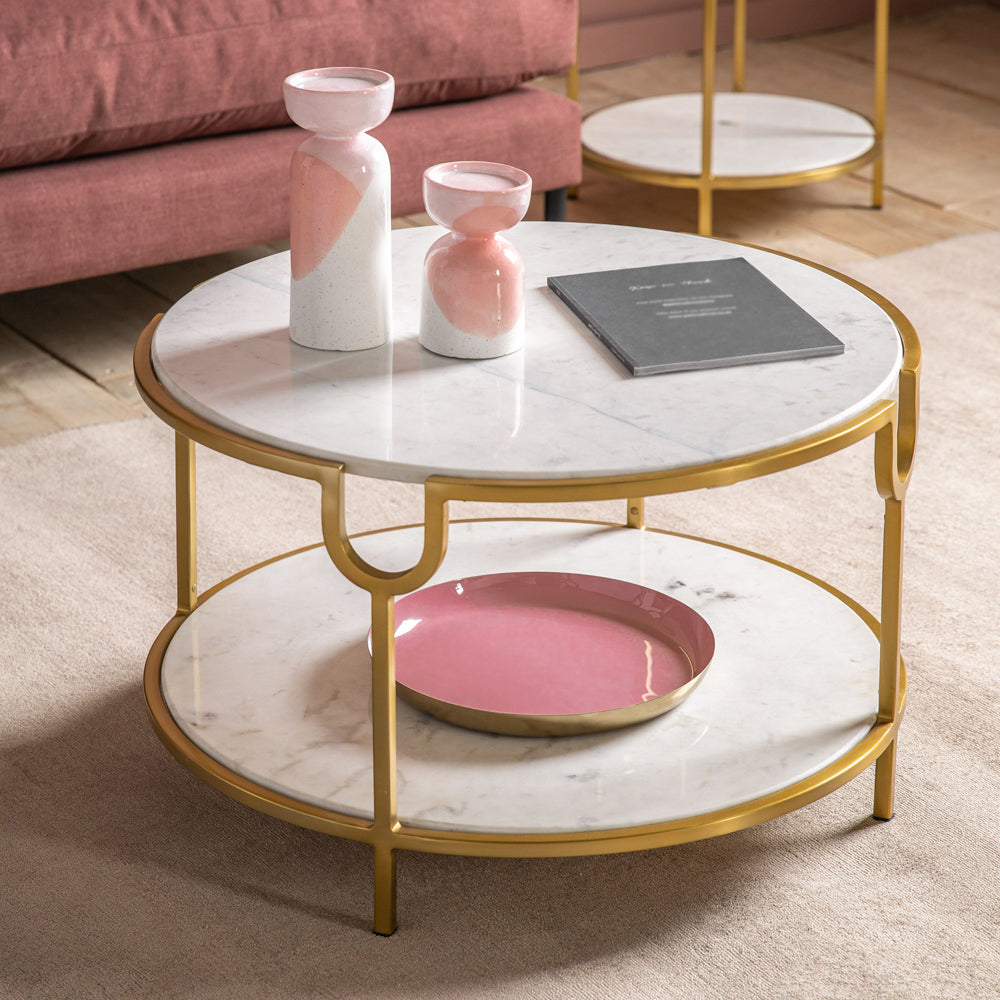 Gallery Interiors Petko Coffee Table in White Marble