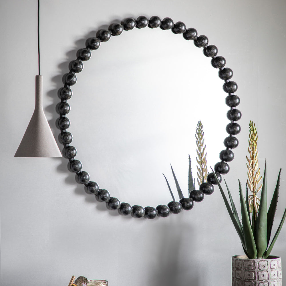 Gallery Interiors Selena Round Wall Mirror Black