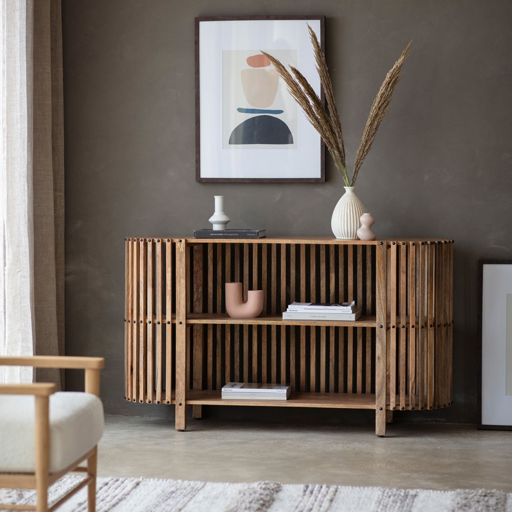 Gallery Interiors Valentine Oak Slatted Console Table