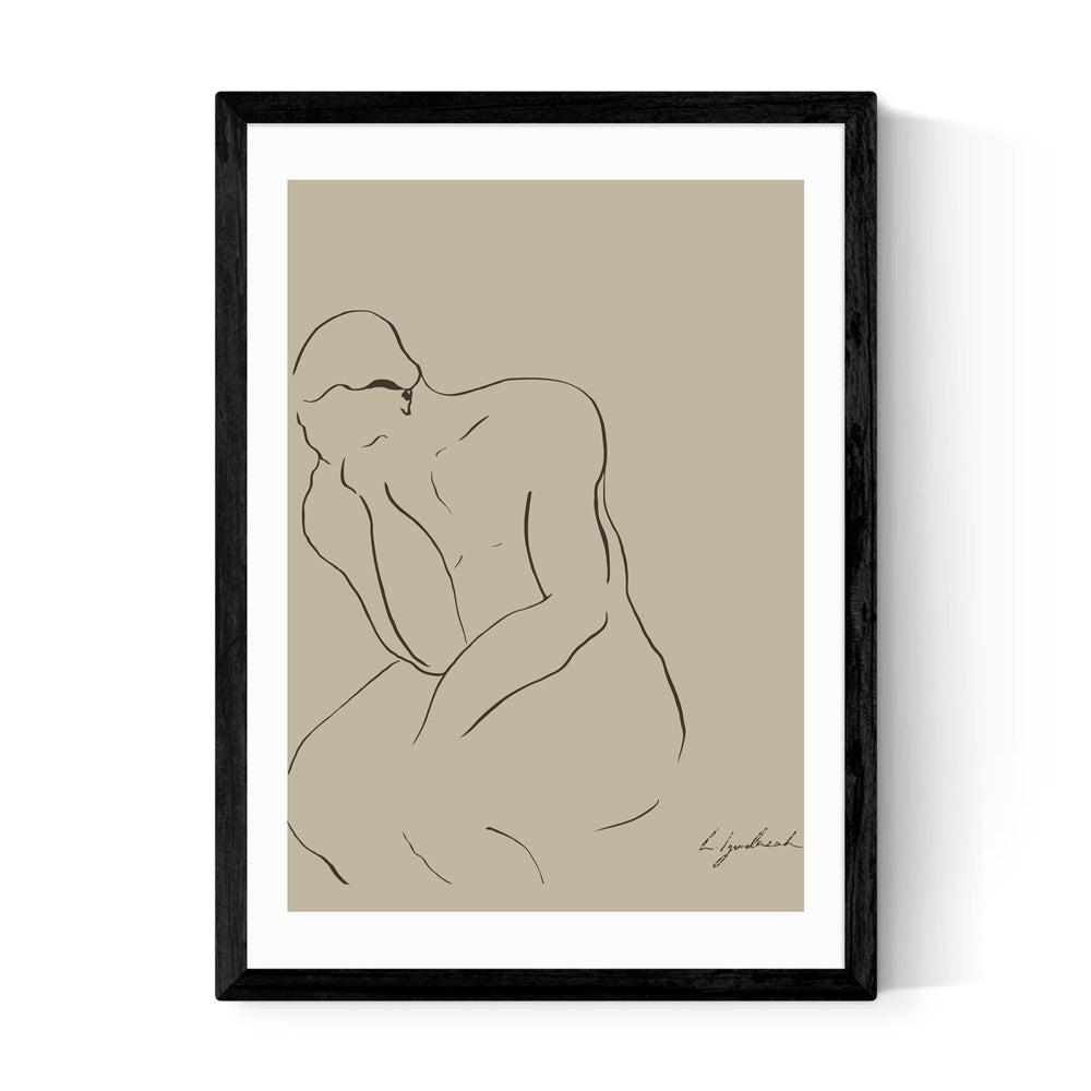 Thinking Man by Hali Igwelaezoh - A2 Black Framed Art Print