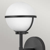 Hinkley Hollis 1 Light Wall Light in Black & Opal Glass