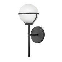 Hinkley Hollis 1 Light Wall Light in Black & Opal Glass