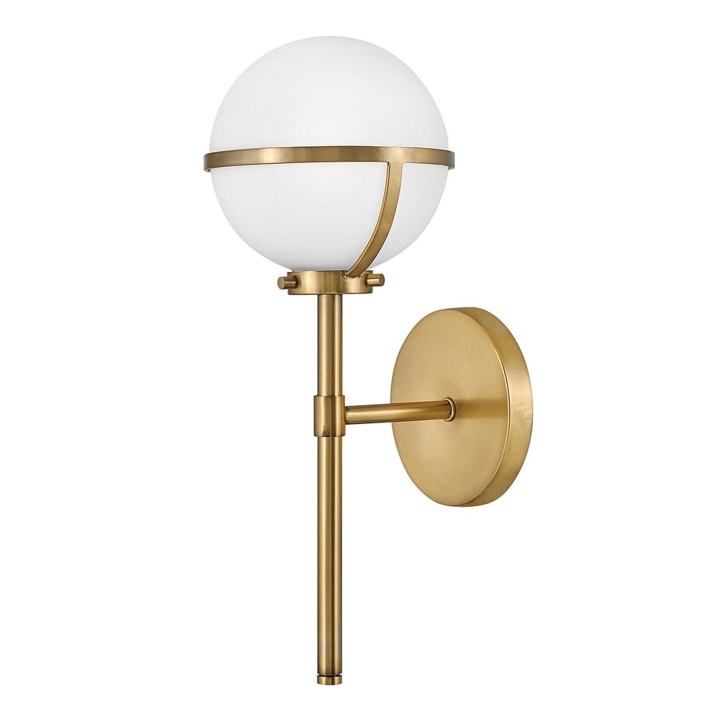 Hinkley Hollis 1 Light Opal Glass Wall Light in Brass