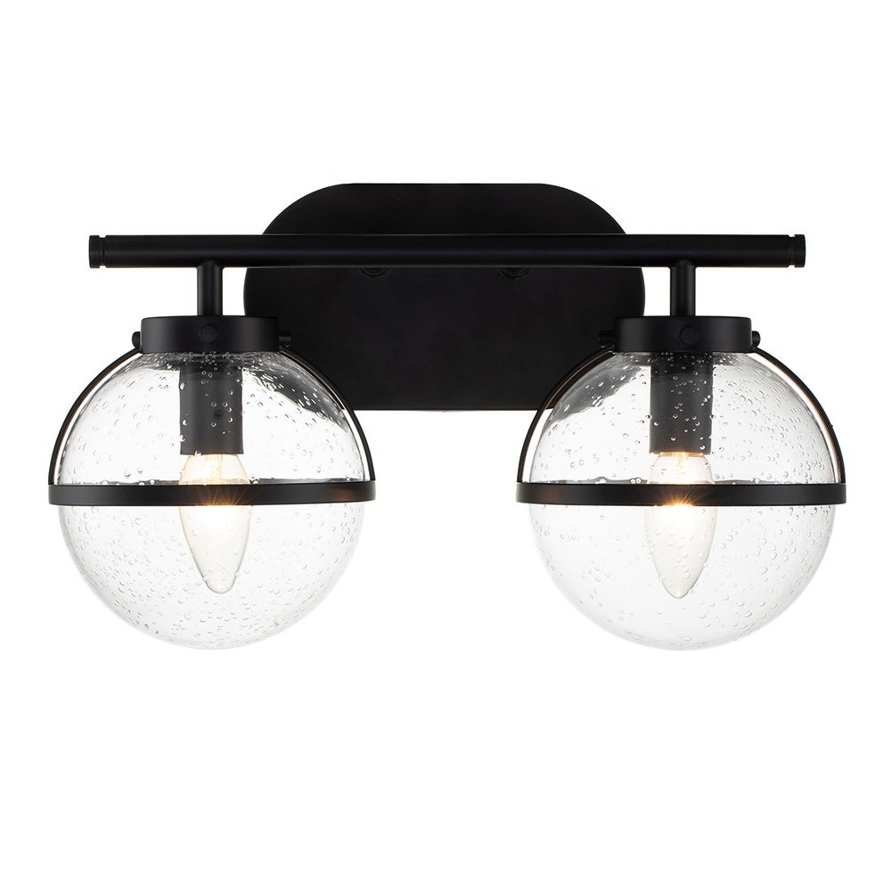 Hinkley Hollis 2 Light Wall Light in Black & Clear Glass