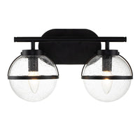 Hinkley Hollis 2 Light Wall Light in Black & Clear Glass