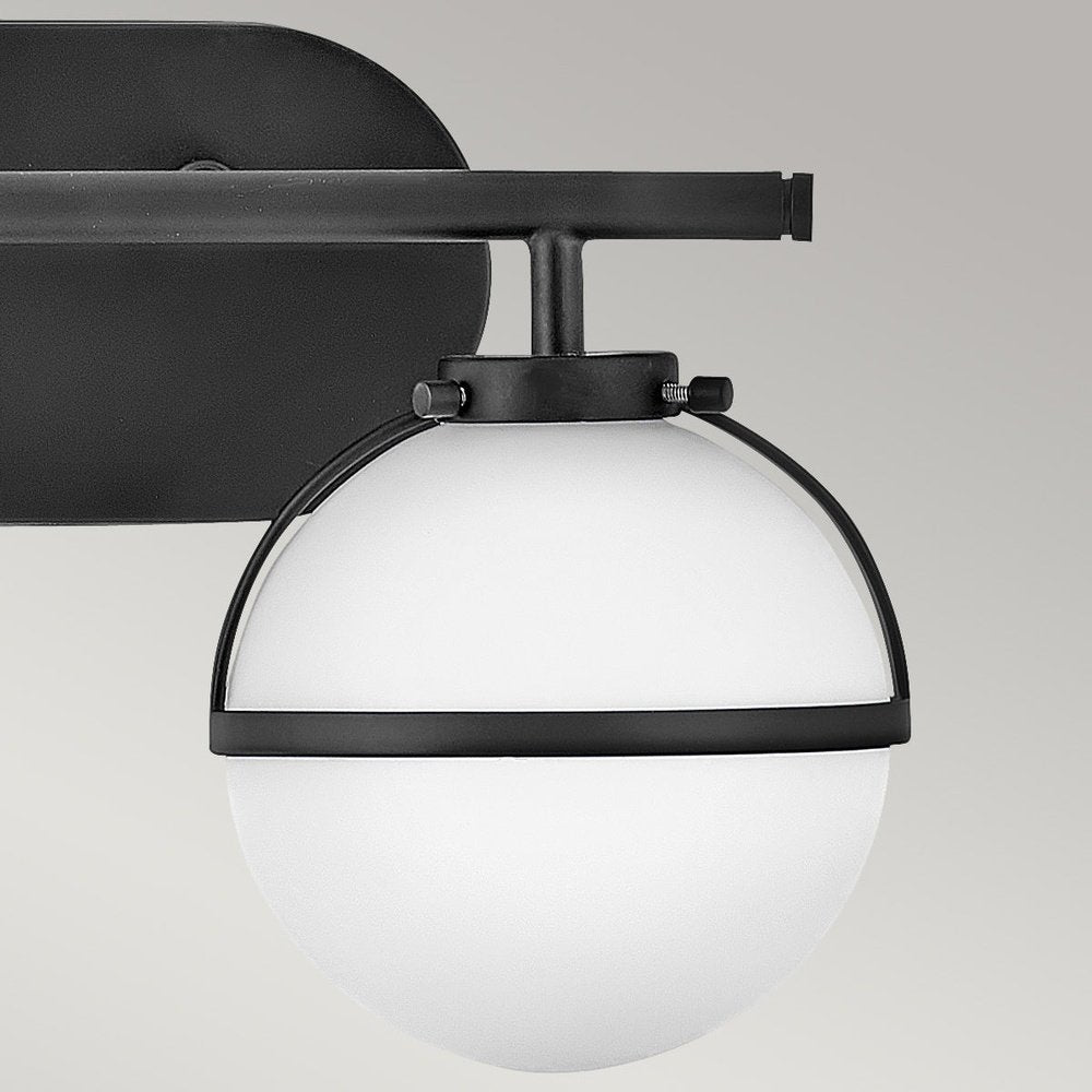 Hinkley Hollis 2 Light Wall Light in Black & Opal Glass