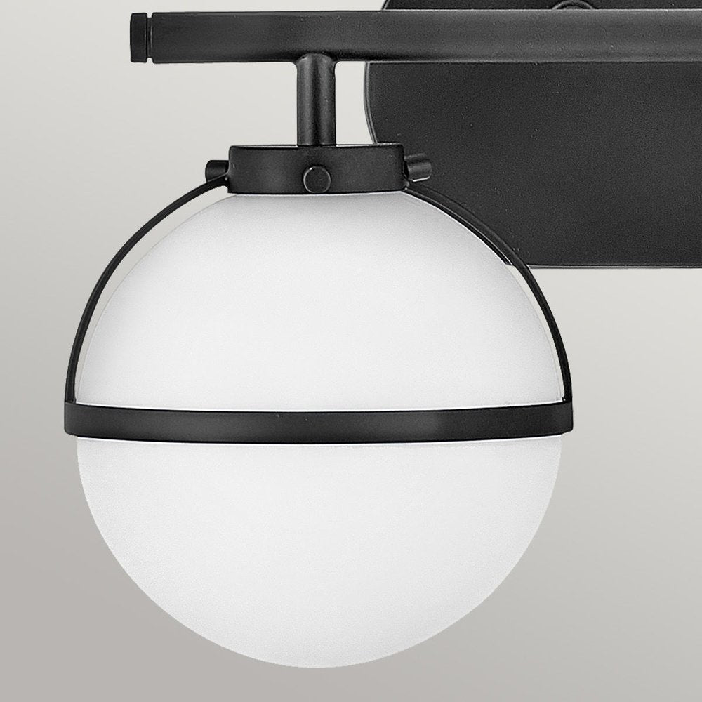 Hinkley Hollis 2 Light Wall Light in Black & Opal Glass