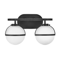 Hinkley Hollis 2 Light Wall Light in Black & Opal Glass