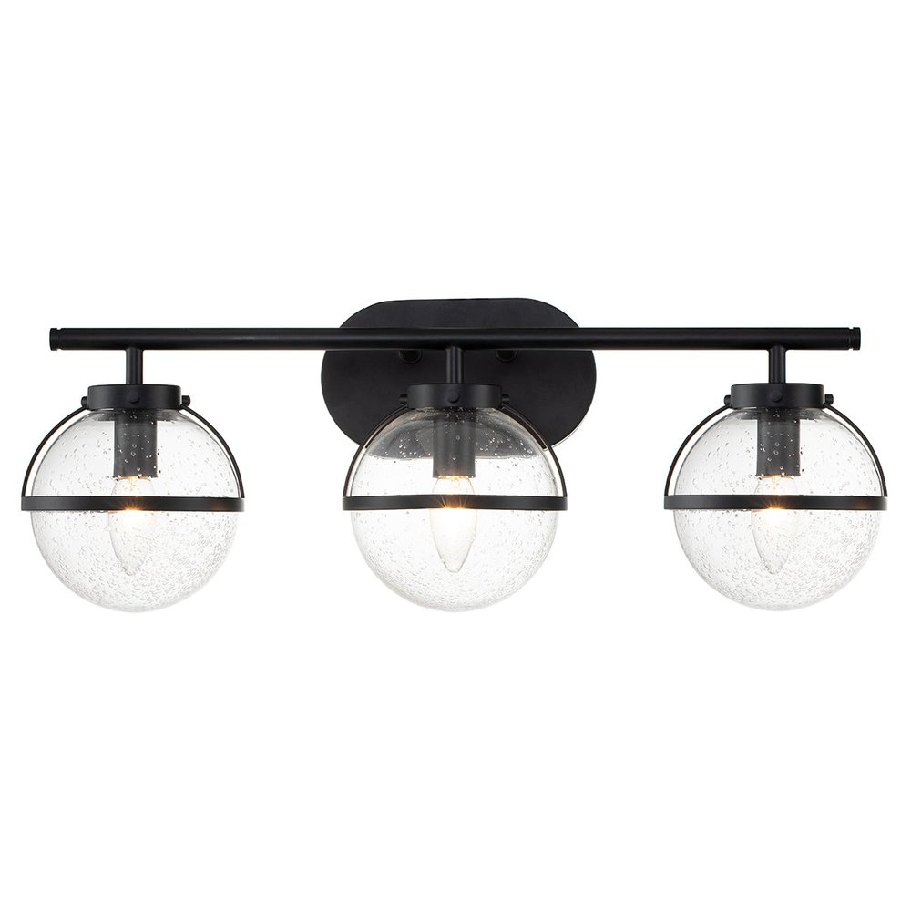 Hinkley Hollis 3 Light Wall Light in Black & Clear Glass