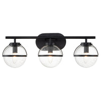 Hinkley Hollis 3 Light Wall Light in Black & Clear Glass