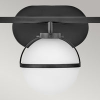 Hinkley Hollis 3 Light Wall Light in Black & Opal Glass