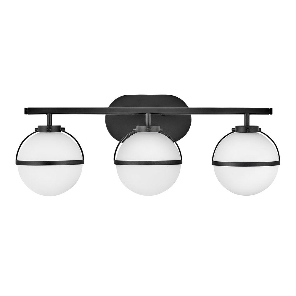 Hinkley Hollis 3 Light Wall Light in Black & Opal Glass