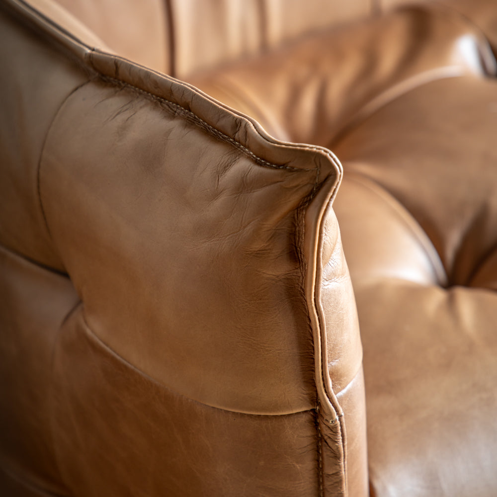 Gallery Interiors Hudson Living Ecclestone 3 Seater Sofa in Tan Leather