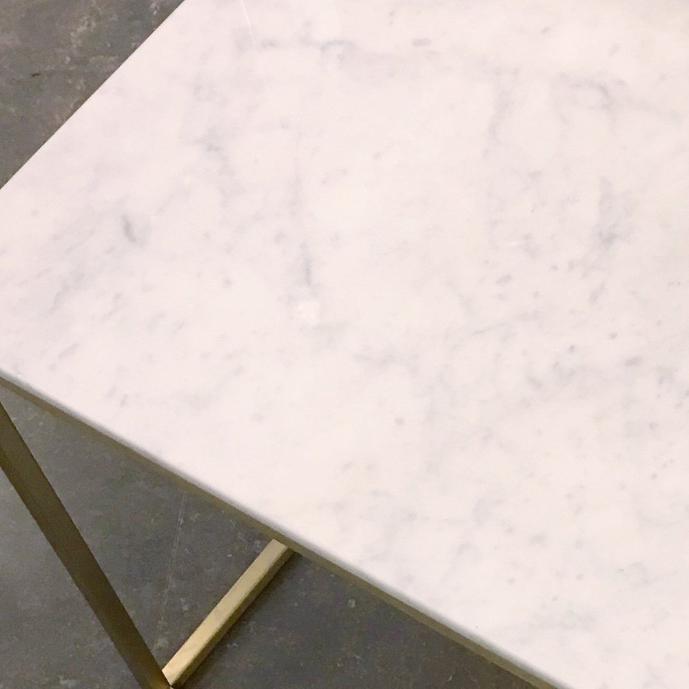 RV Astley Faceby Brushed Gold Finish & Marble Side Table-RVAstley-Olivia's