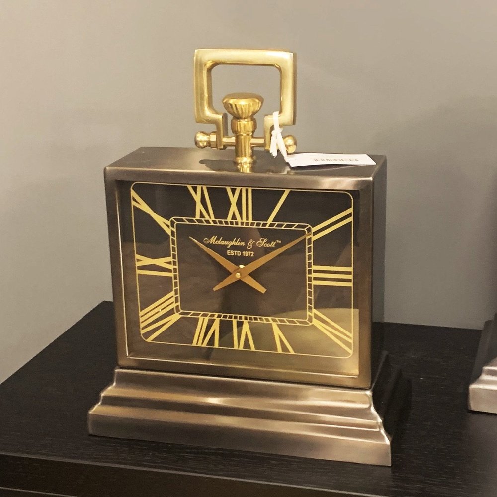 Libra Latham Small Black And Gold Aluminium Rectangular Clock-Libra-Olivia's