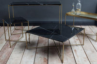 Gillmore Iris Black Marble & Brass Frame Console Table