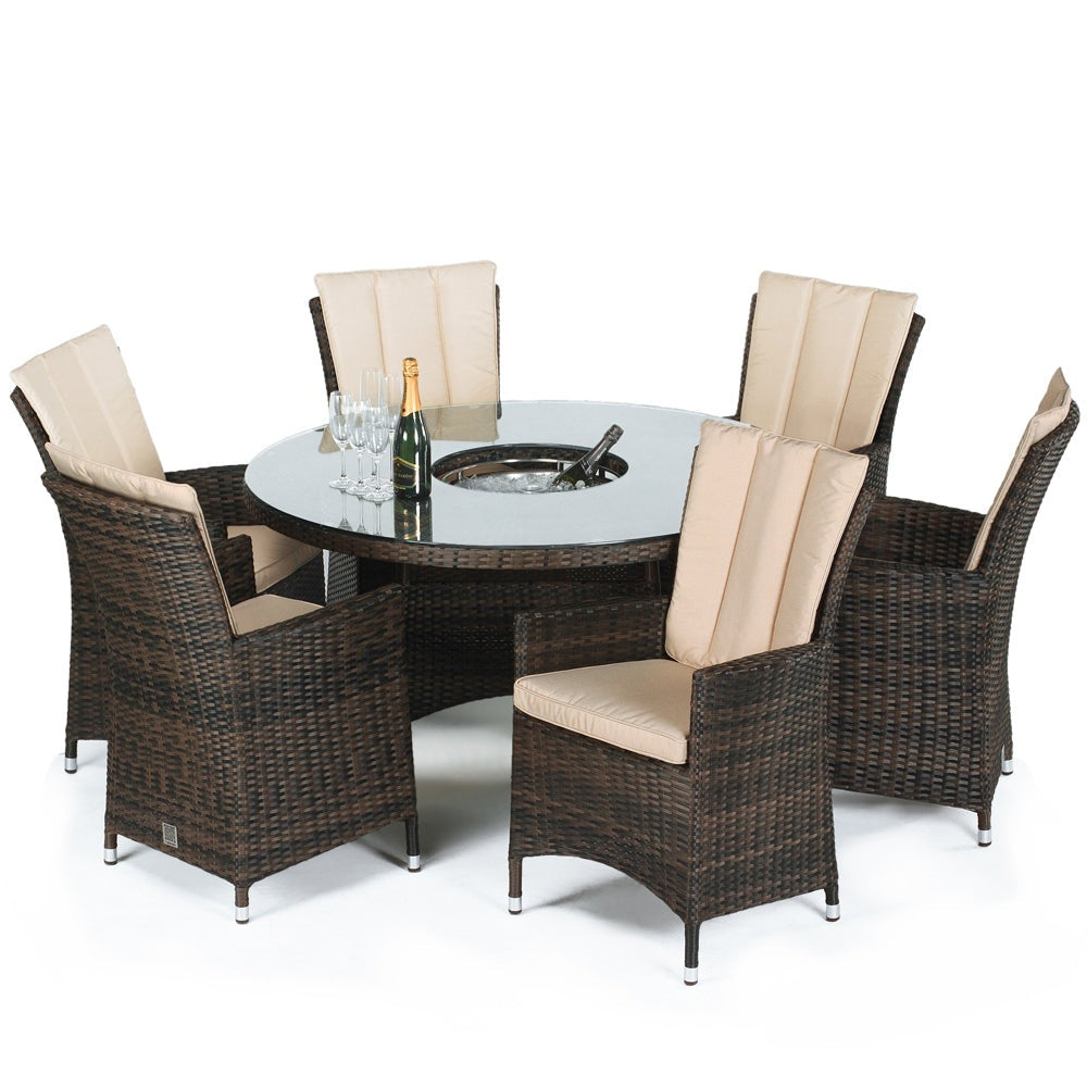 Maze LA 6 Seat Ice Bucket Dining Set Brown